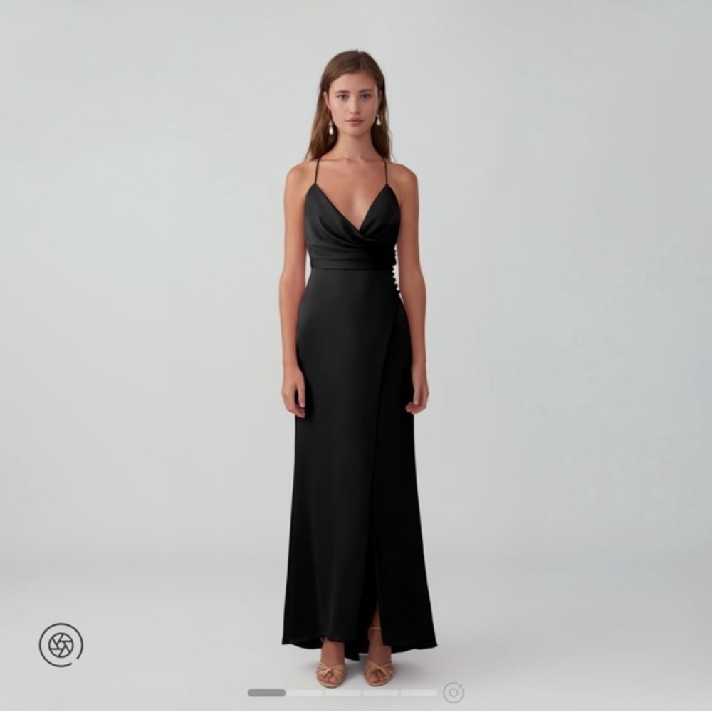 Draped Split Gown in Matte Sage Green